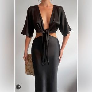 Runaway the label black midi dress